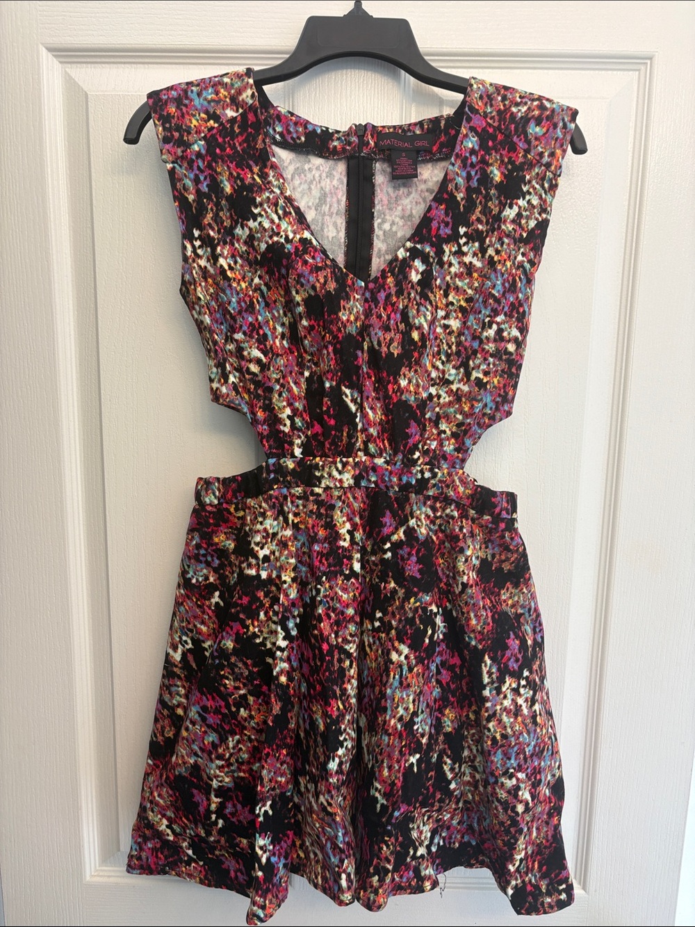 Material Girl Black Multicolor Cutout Skater Dress